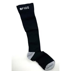 1 Pair FIGS Compression Black & Gray Socks Size Large